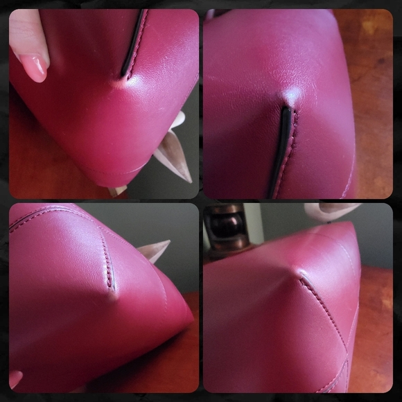 Tory Burch Block-T Tall Tote Cranberry Burgundy Unlined Leather With Zip Pouch - Picture 15 of 16